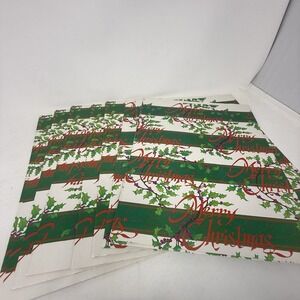 Vintage Christmas Wrapping Paper Gift Wrap - Green & White Stripes 10 - 19"x 46"